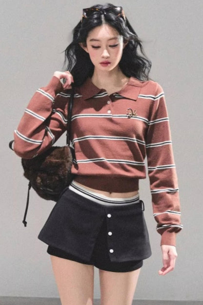 Polo Collar Knit Top