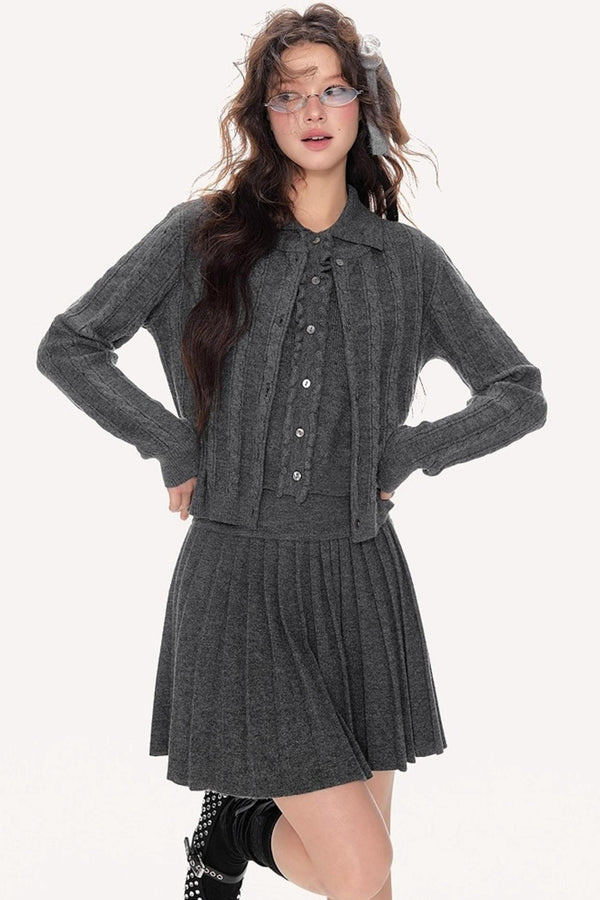 Fall Knitted Skirt Top Set-Up