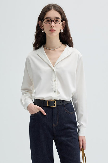 KOREAN STYLE WHITE V-NECK SHIRT