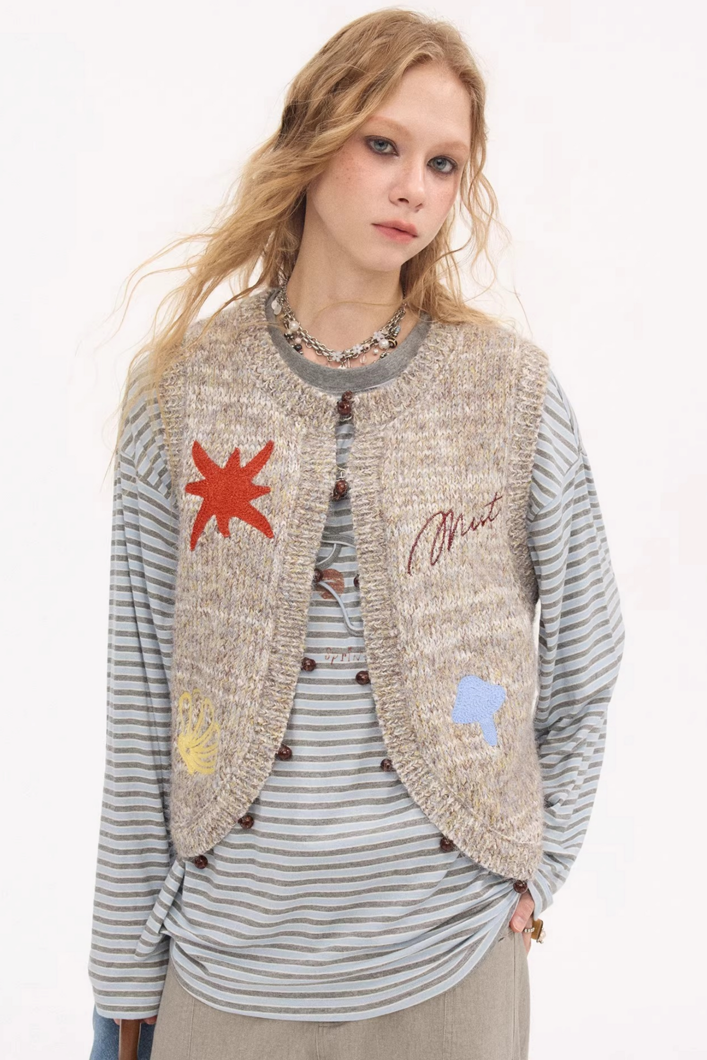 Embroidered Beaded Knitted Vest
