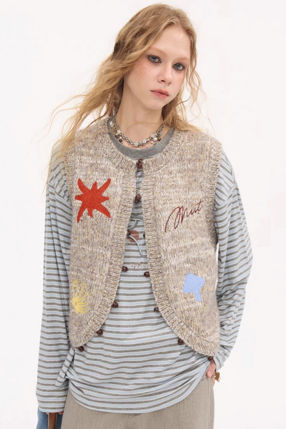 Embroidered Beaded Knitted Vest