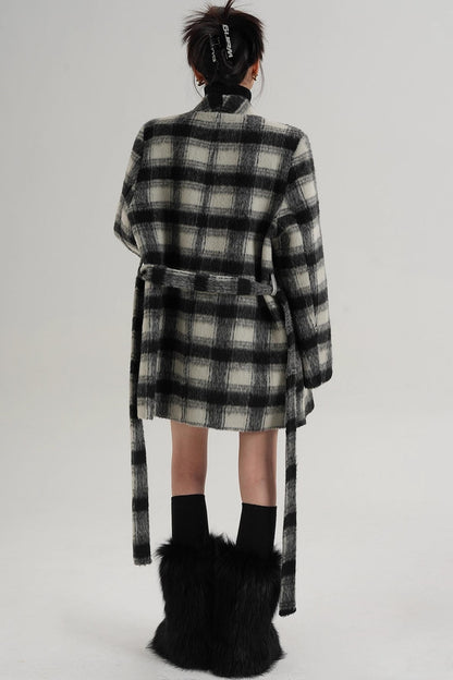 Elegant Plaid Wool Coat
