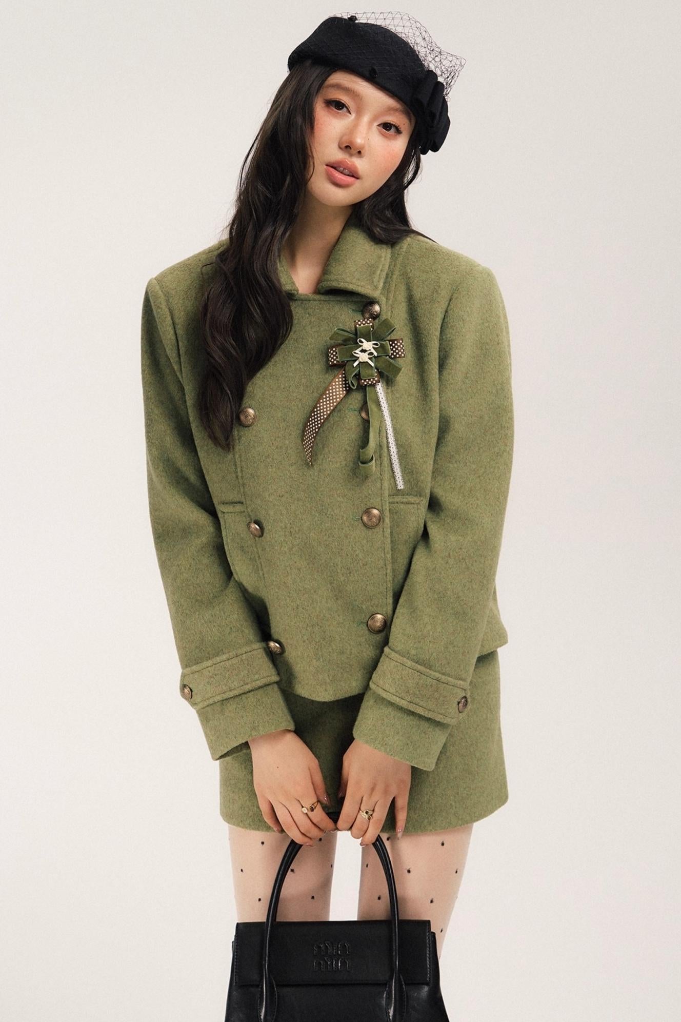 Flight Diary Woolen Jacket & Skirt Set-Up