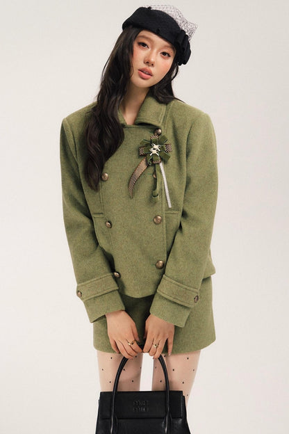 Flight Diary Woolen Jacket & Skirt Set-Up