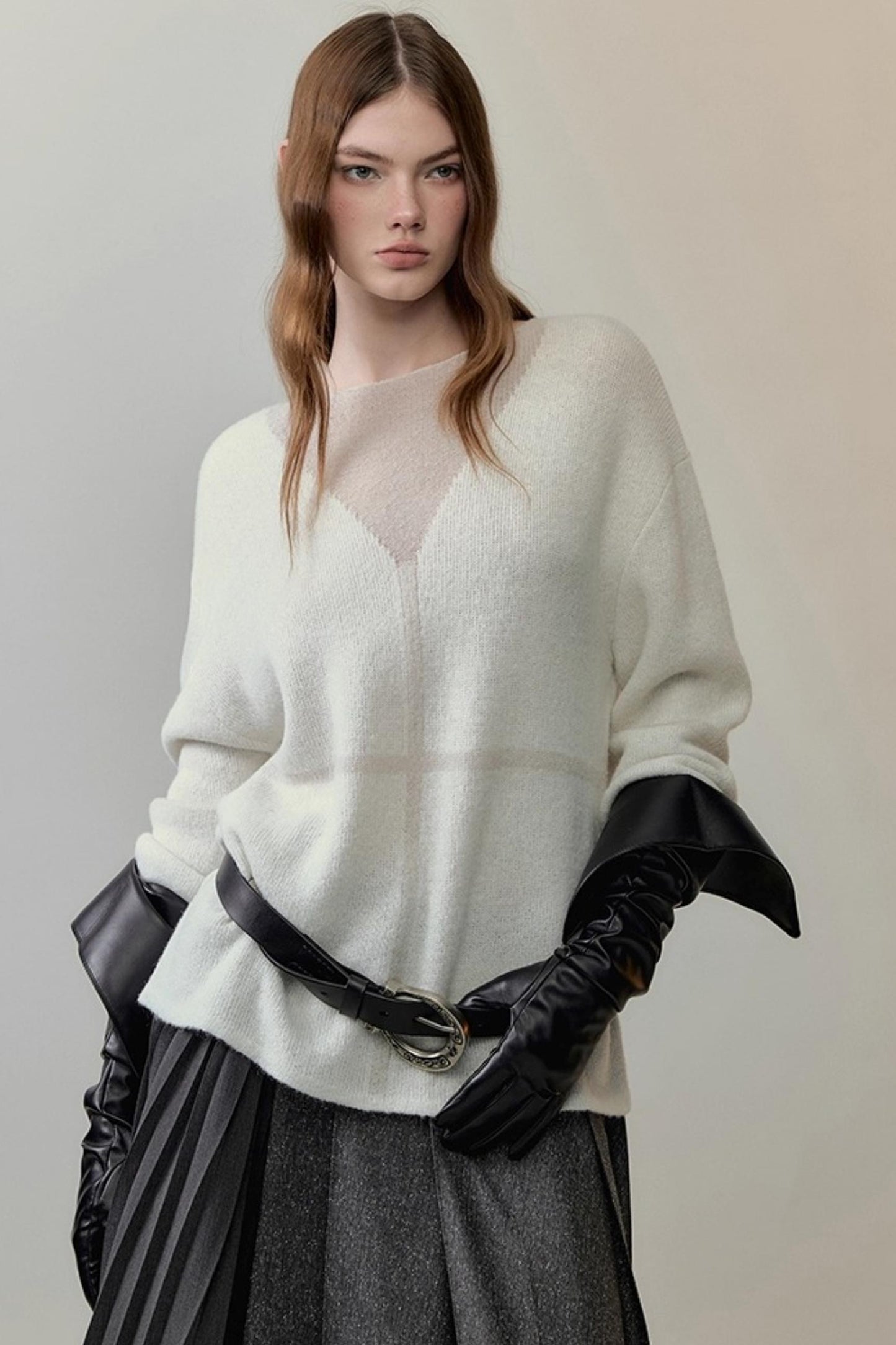 Translucent Weaving Knit Top