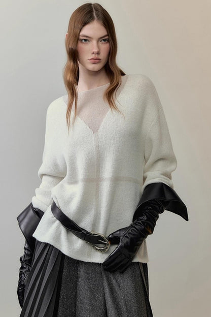 Translucent Weaving Knit Top