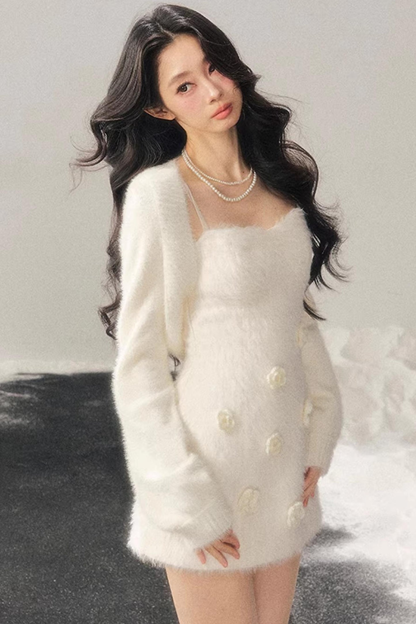 Three-Dimensional Floral Winter Dress