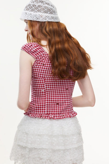 Vintage V-Neck Cotton Blouse