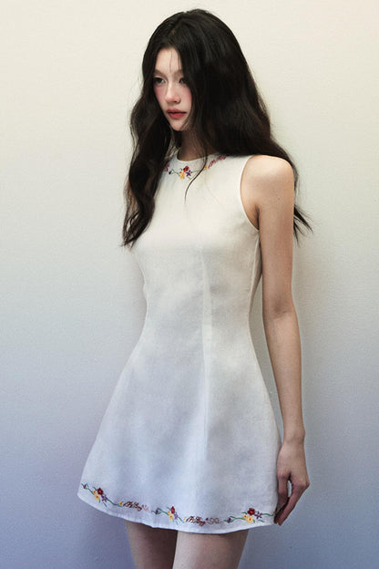 White Linen Vest Dress