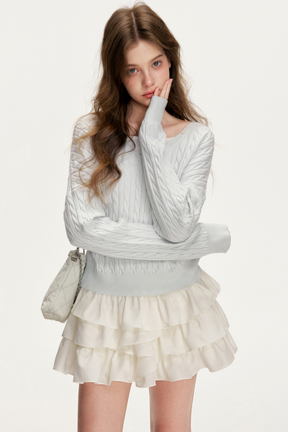 Soft Mist Cable Knit Sweater