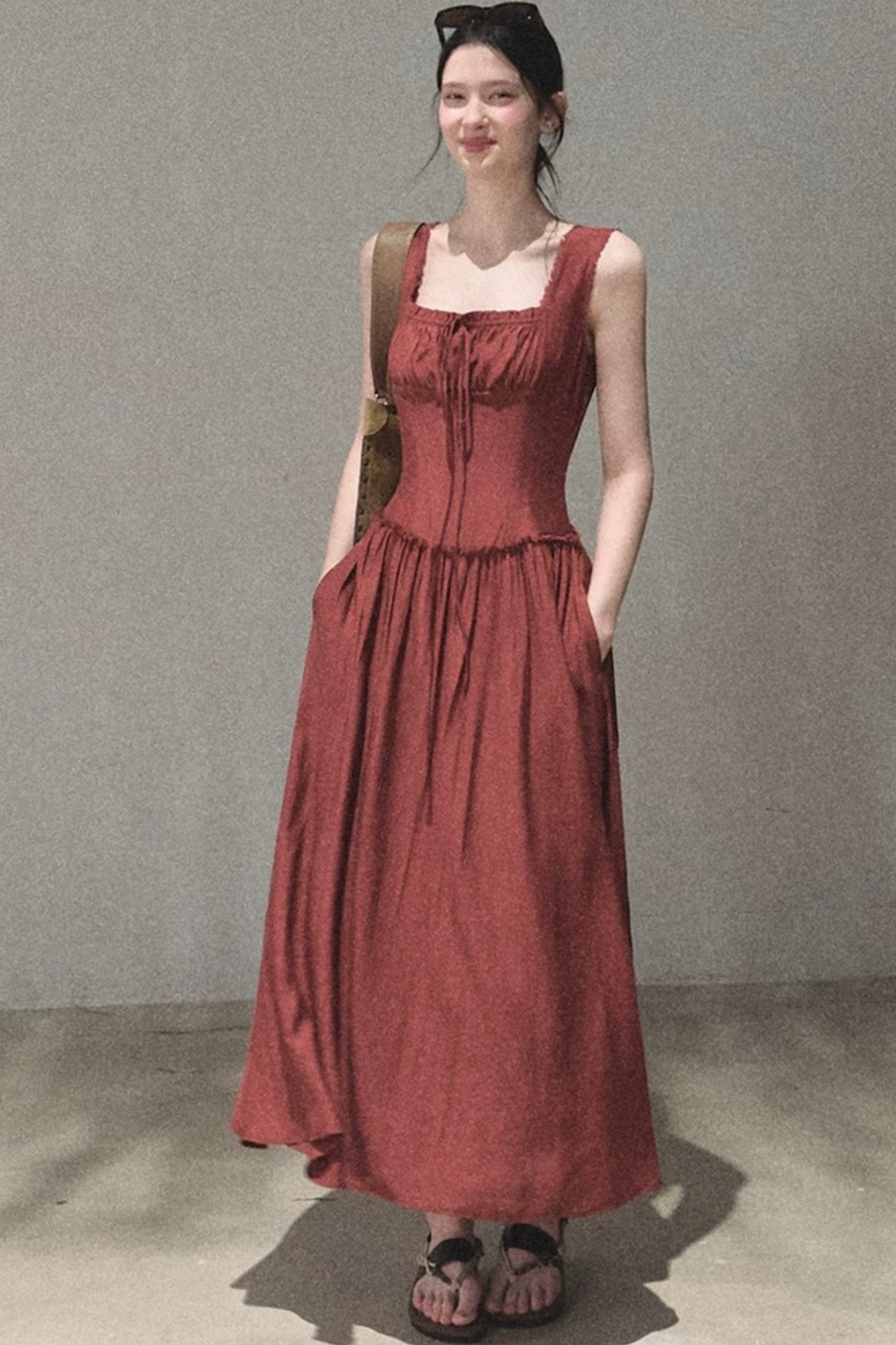 Sleeveless Ruffled Square Neck Dress