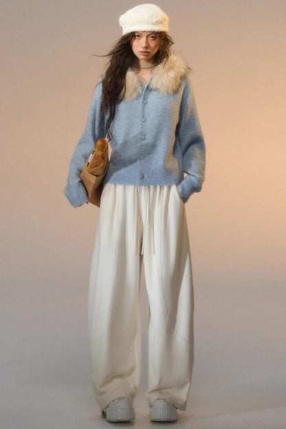 Detachable Fur Collar Cardigan