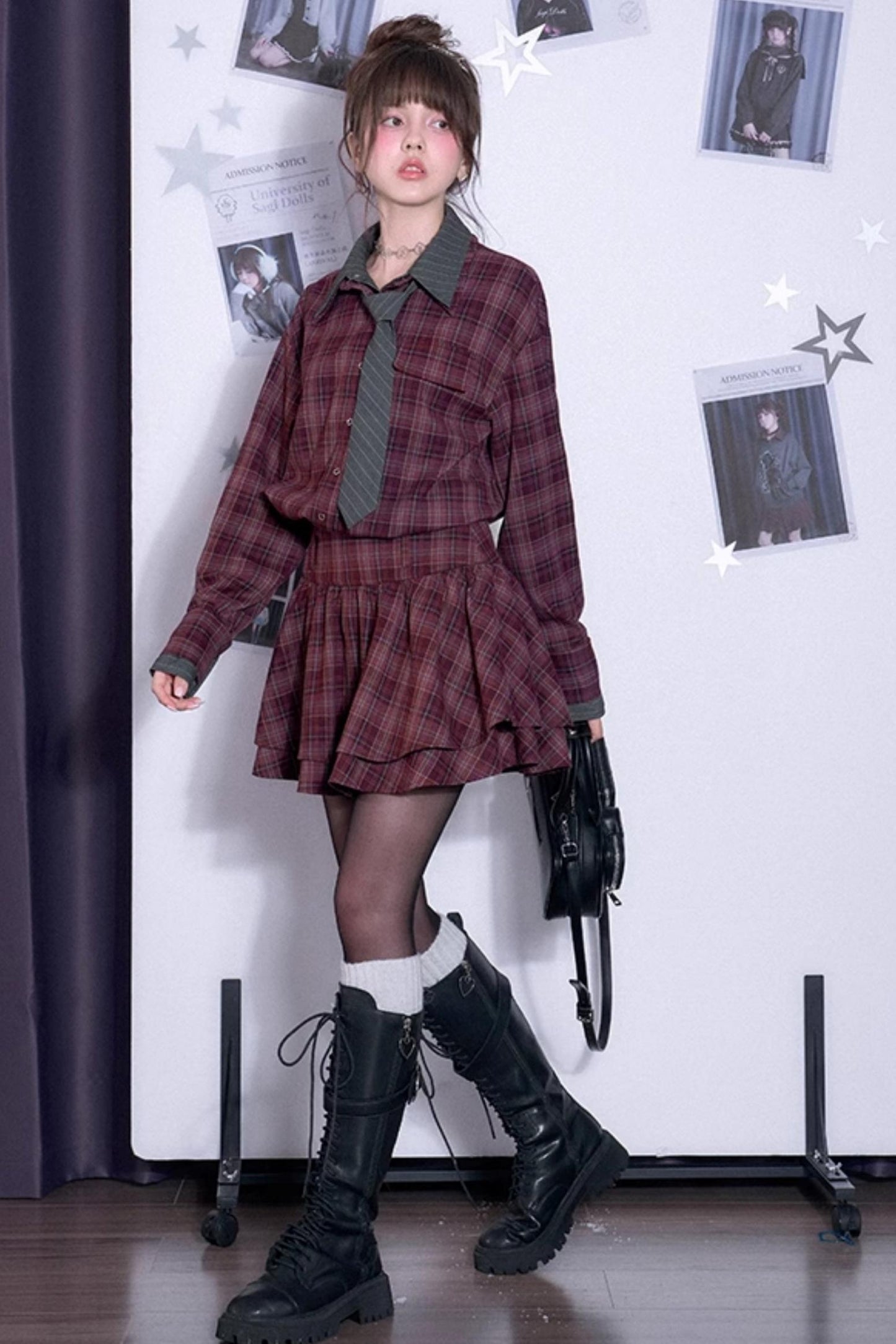 Versatile Red Plaid Spring Dress