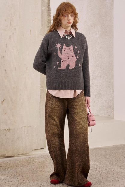 Leopard Split Wide Leg Pants