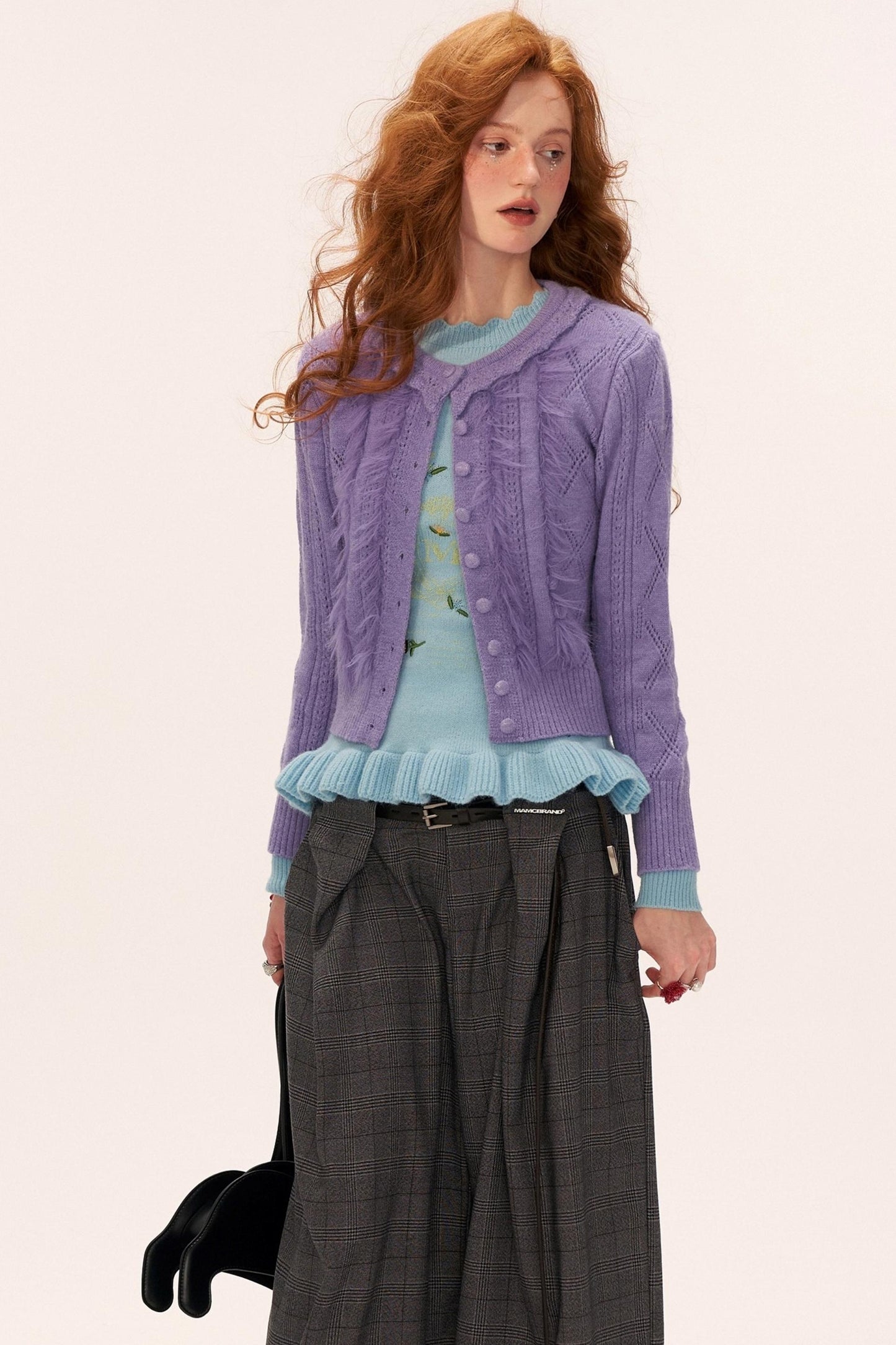 Flower Embroidery Round Neck Sweater