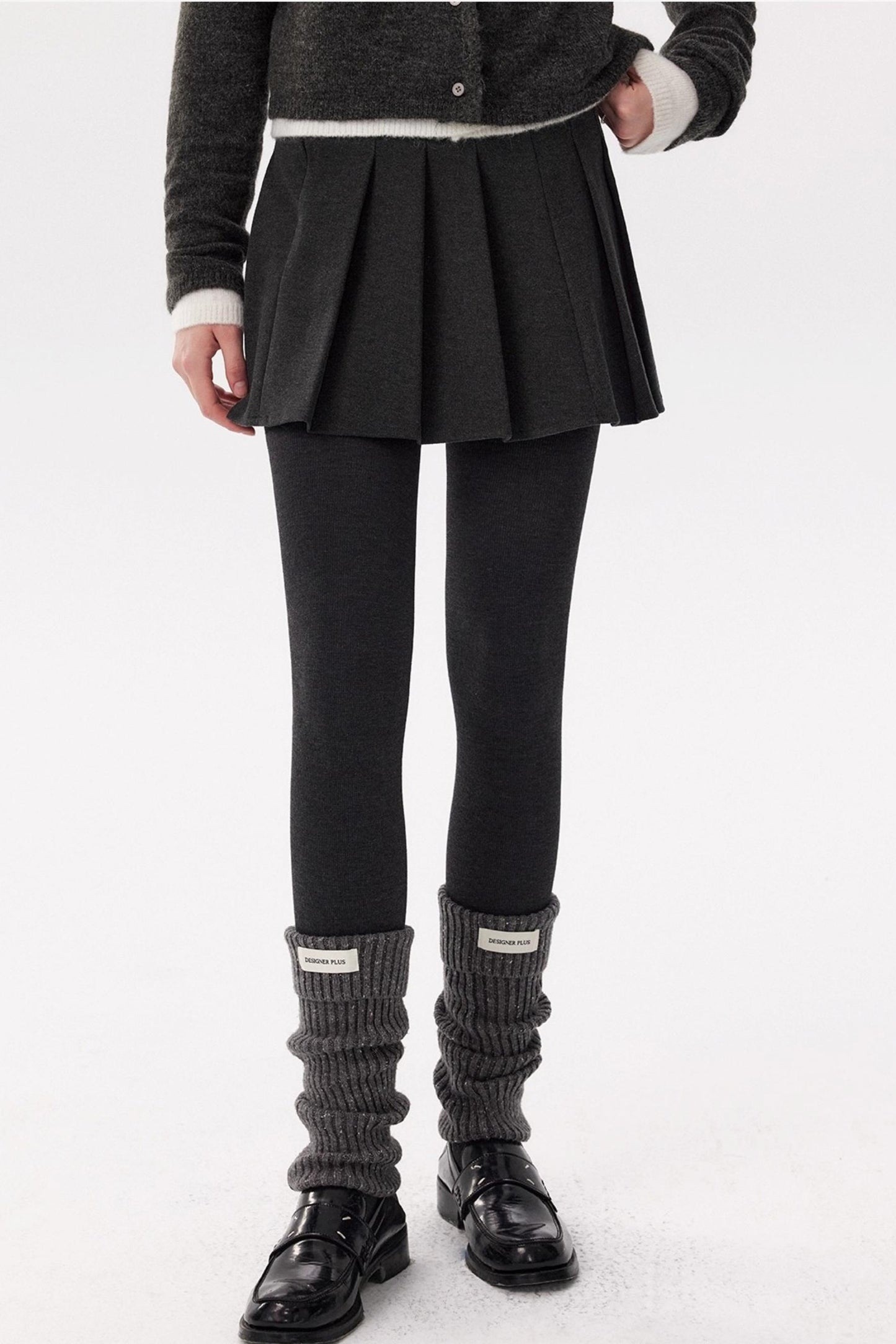 Gray Woolen Pleated Skirt