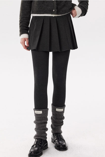 Gray Woolen Pleated Skirt