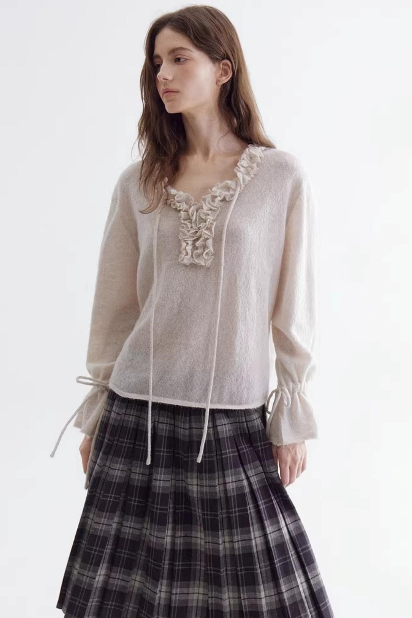 Ruffled Merino Wool Sweater