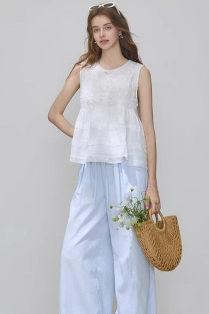 Summer White Embroidered Top