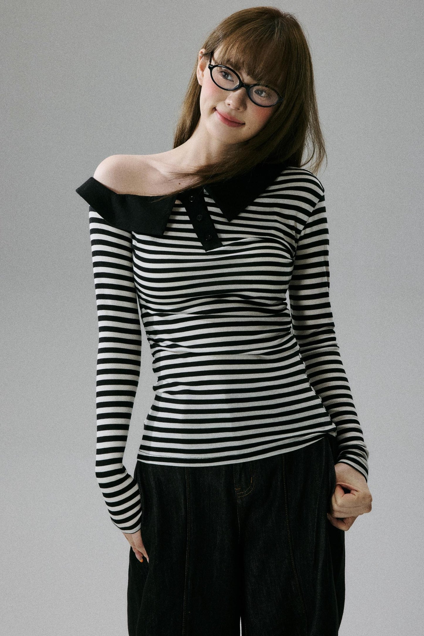 Off-Shoulder Wool Blend Top