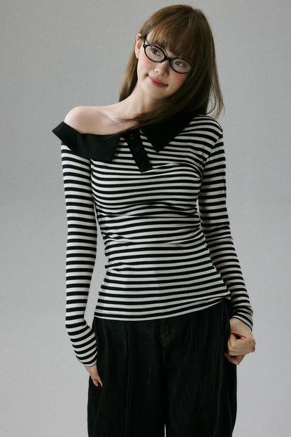 Off-Shoulder Wool Blend Top