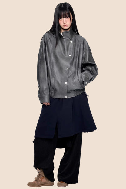 Retro Distressed Motorcycle Jacket