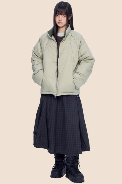 Plaid Retro White Duck Down Jacket