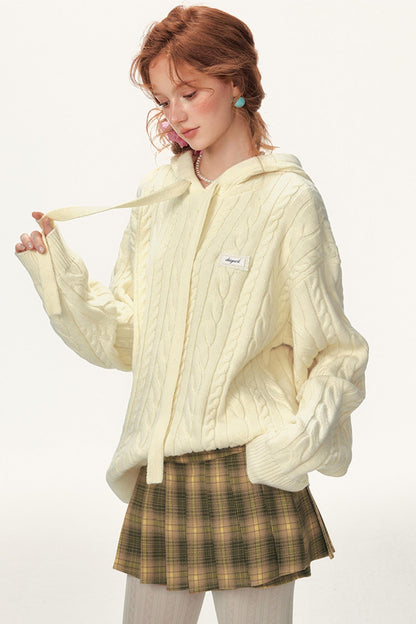 Lazy Cable Hooded Top