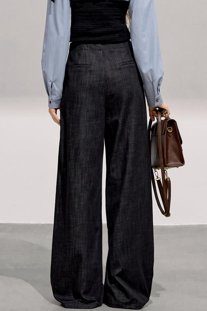 Cool Commuter Denim Wide-Leg Pants