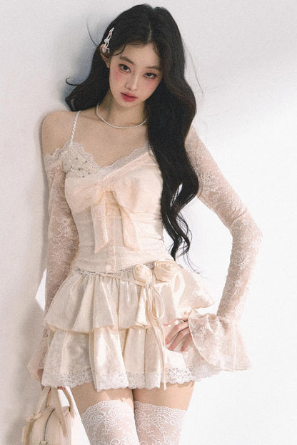 Floral Lace Bustier Skirt