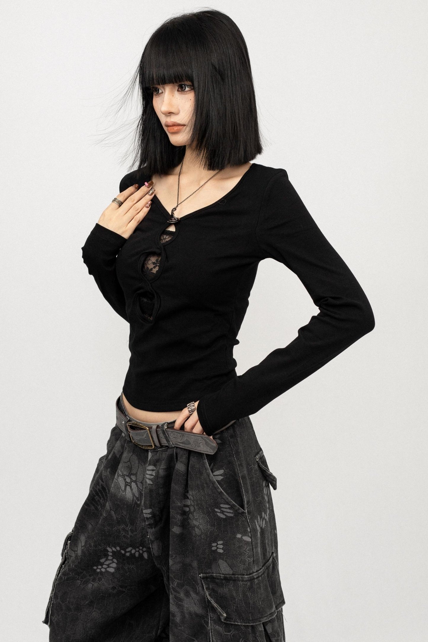 American Black Long Sleeve Top