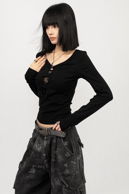 American Black Long Sleeve Top