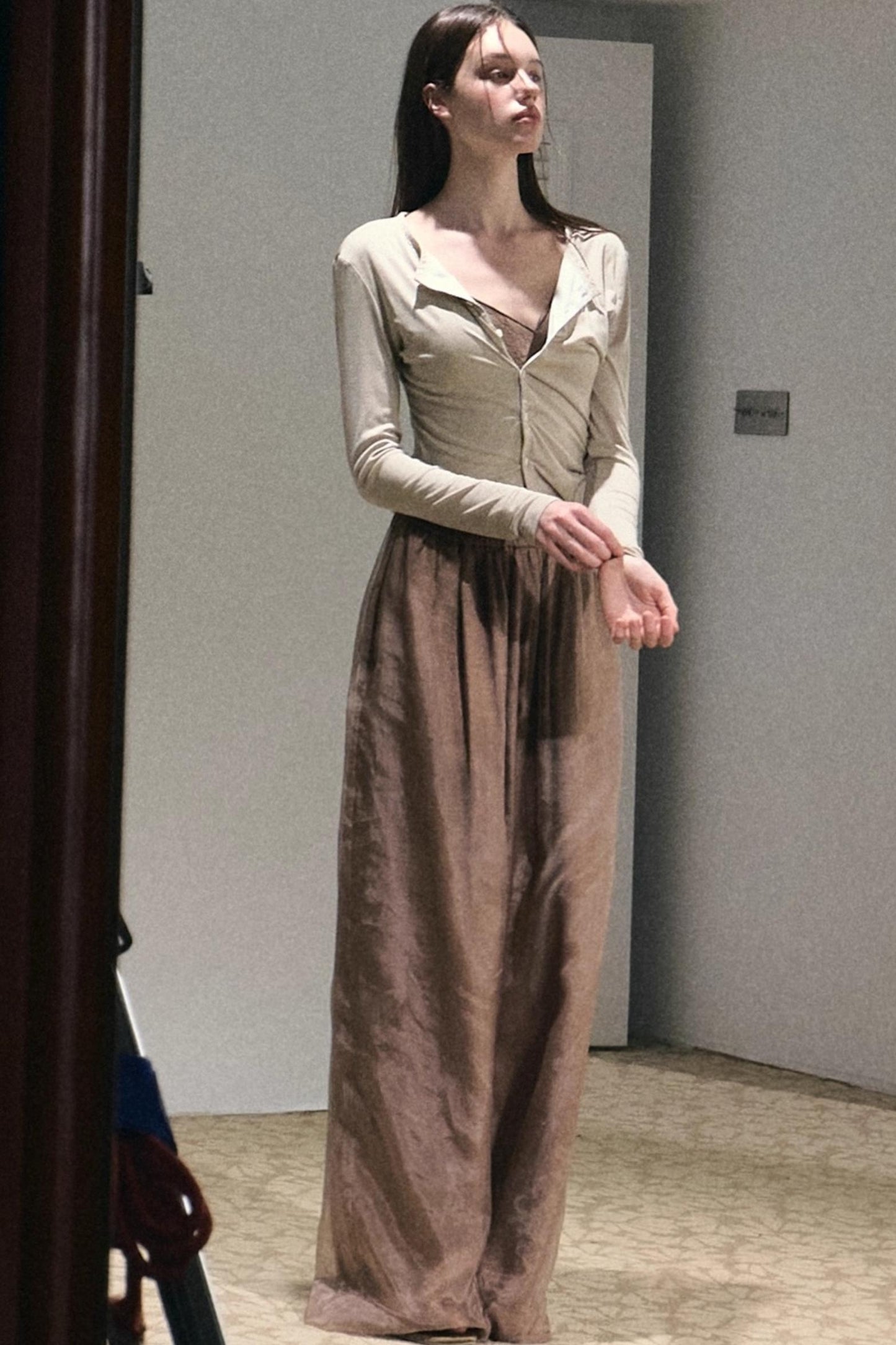 Honest Pleats Reversible Knitted Cardigan Top