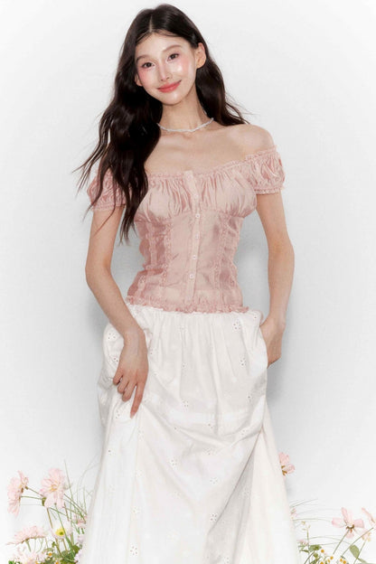 Lace One-Shoulder Top With Skirt Set-Up