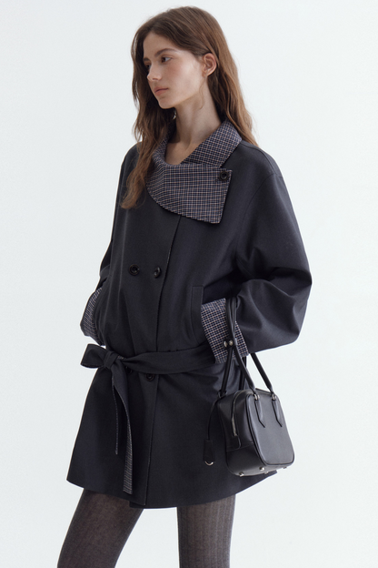 French Contrast Patchwork Coat