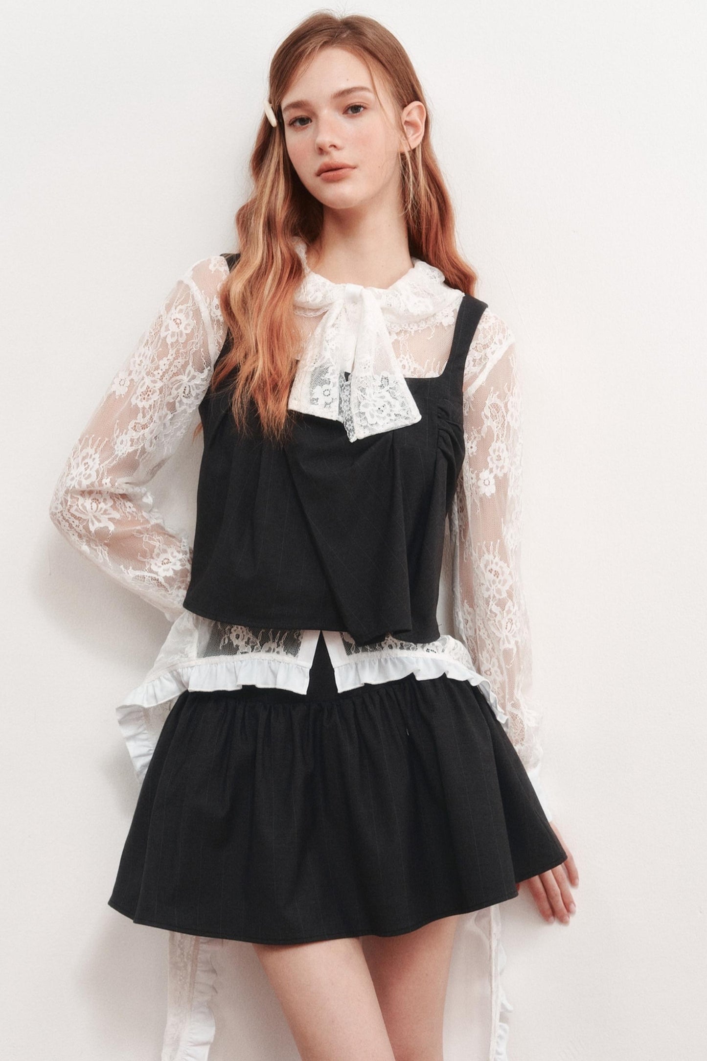 Pleated Sleeveless Black Top