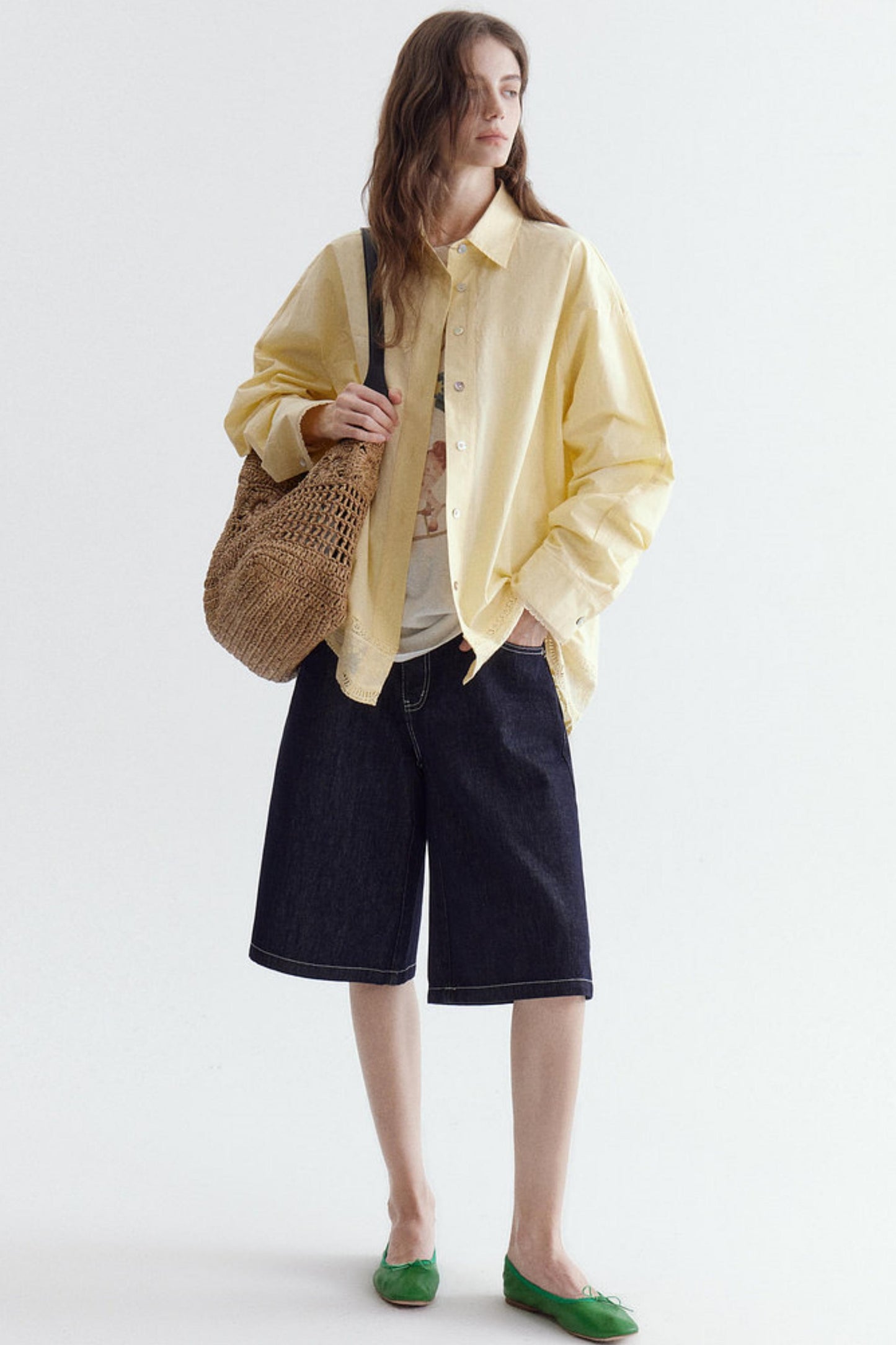 Embroidered Lace Hem Shirt