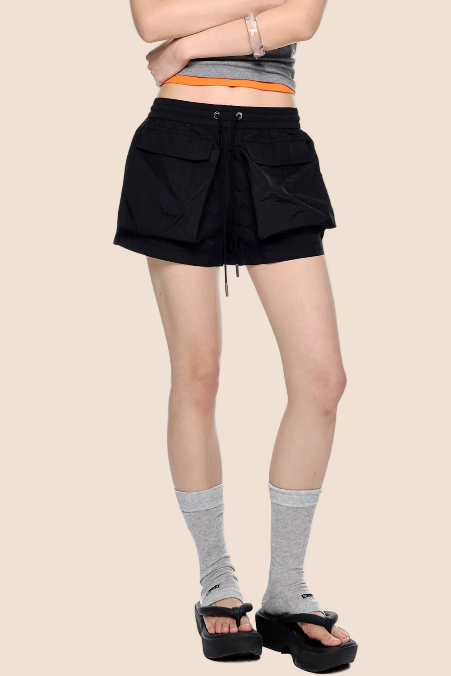 Pleated Quick-Dry Sports Shorts