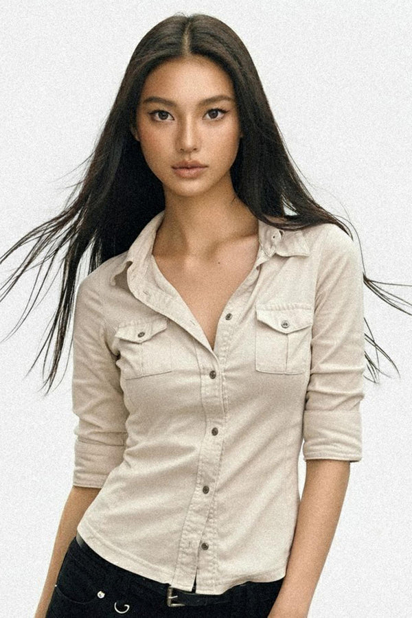 Vintage Stretch Slim Lapel Shirt