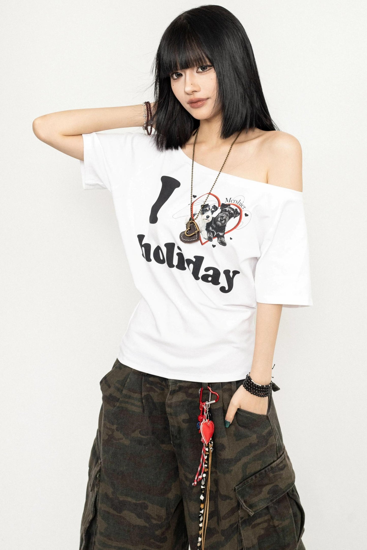 White One-Shoulder Tee