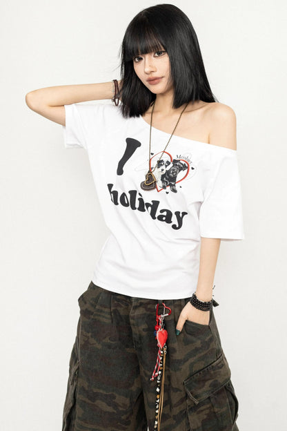 White One-Shoulder Tee