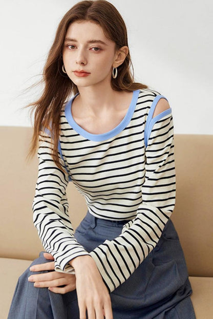 Casual Stripe Crew Neck T-Shirt