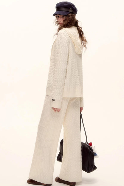 Wool Twist Hooded Knit Set-Up