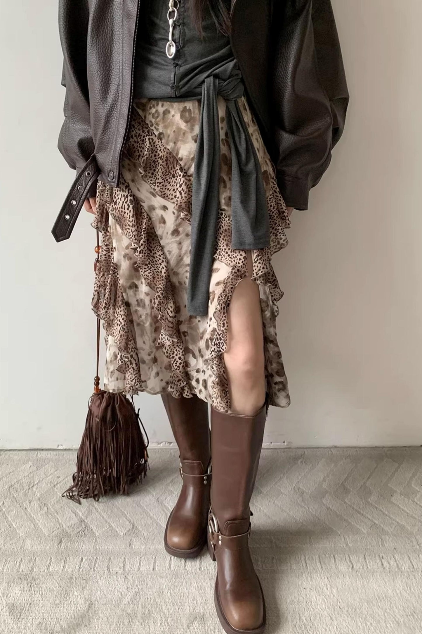 Leopard Print A-Line Skirt