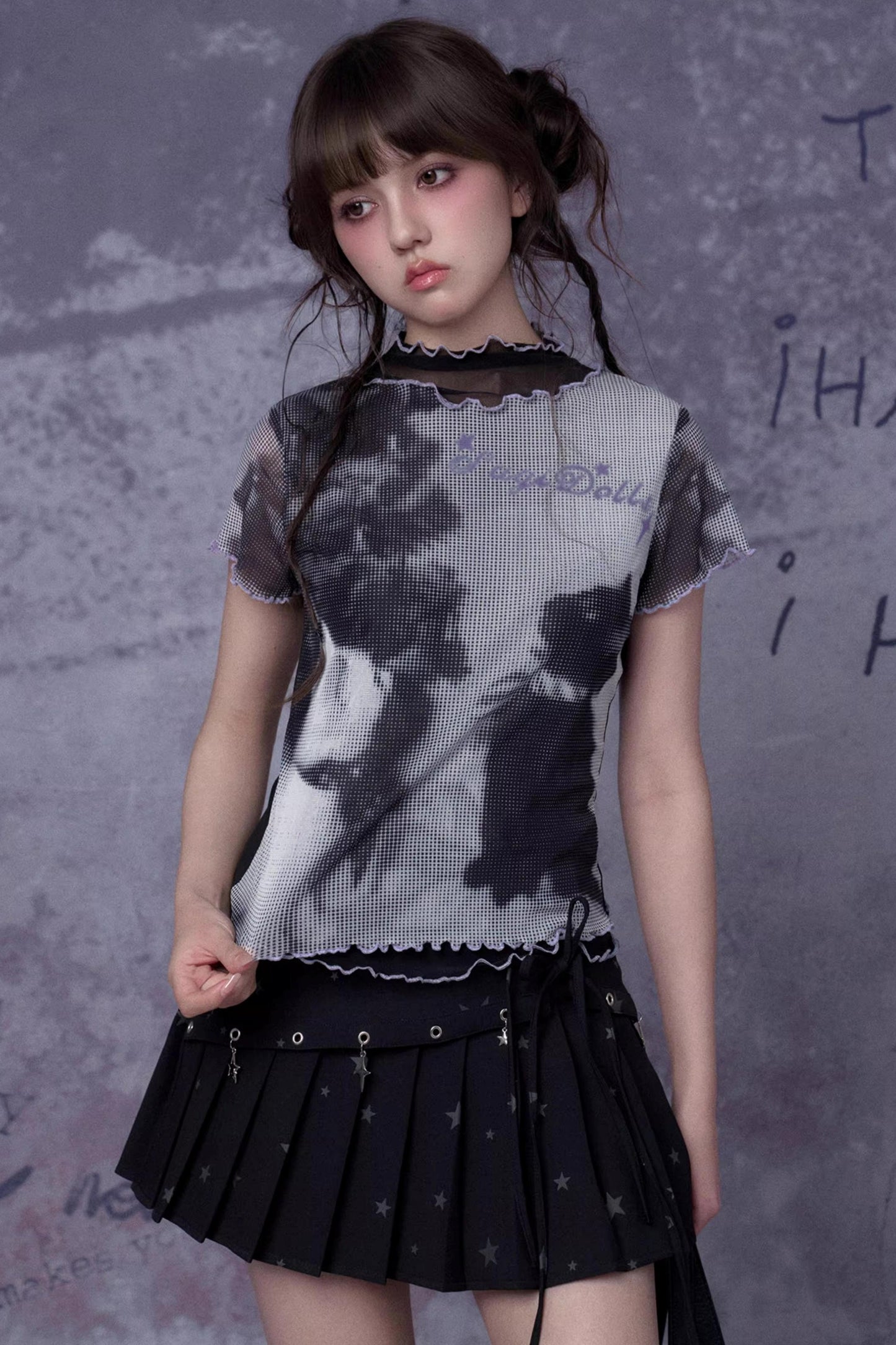 Retro Double-Layer Mesh Top