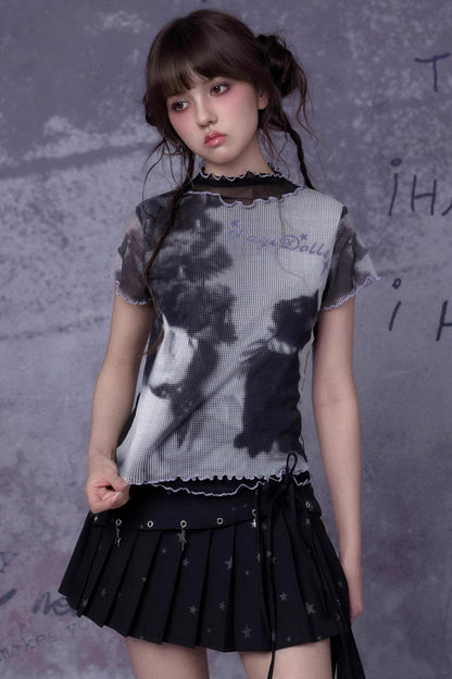 Retro Double-Layer Mesh Top