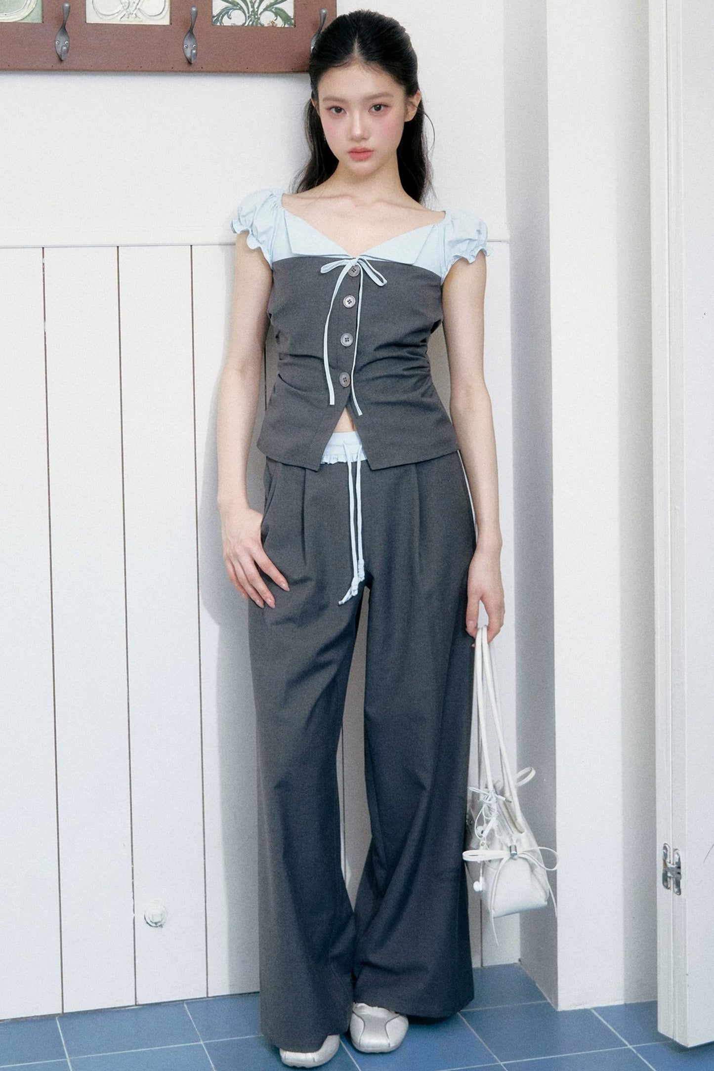 Color-Block Patchwork Top and Pants Set-Up