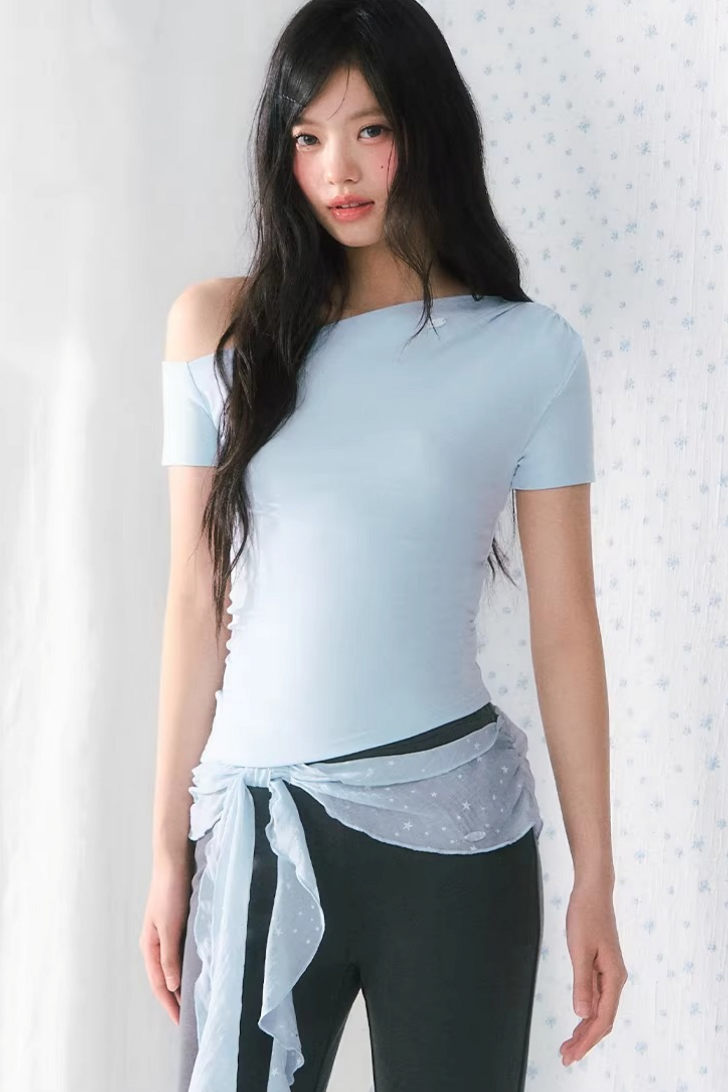 Ribbon Trim Flare Pants