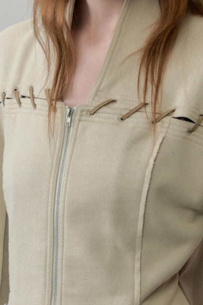 Two-Tone Velvet Suede Sweatshirt