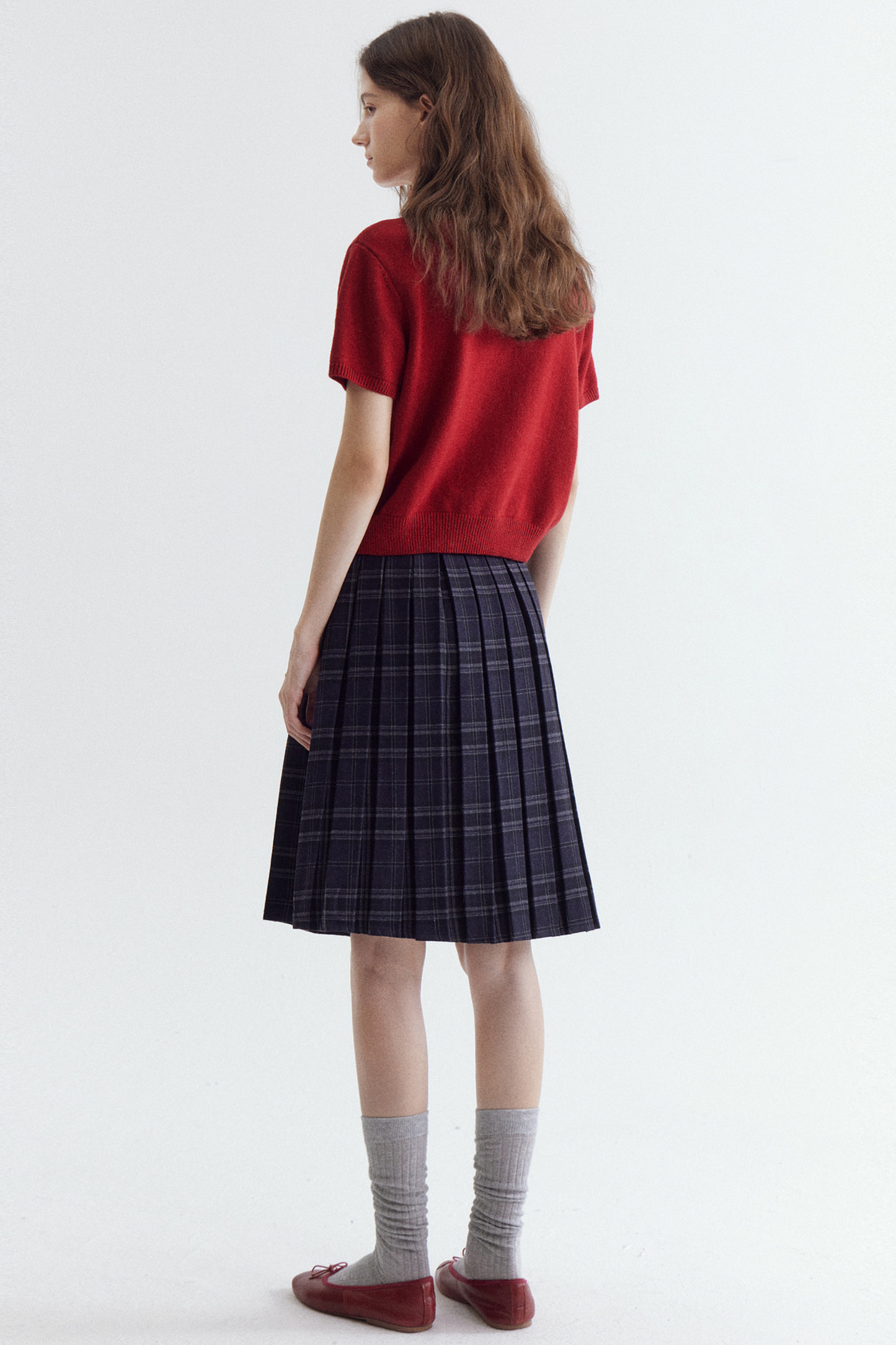 Cotton Plaid A-Line Skirt